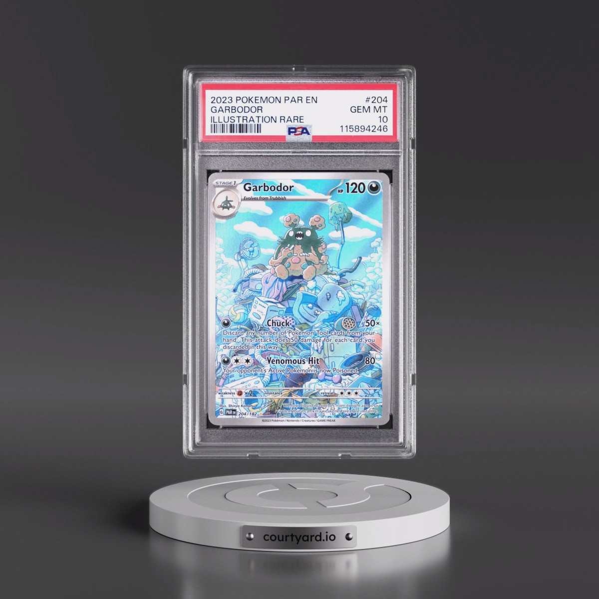 2023 Pokémon Par EN-Paradox Rift #204 Garbodor - Illustration Rare (PSA 10 GEM MINT)