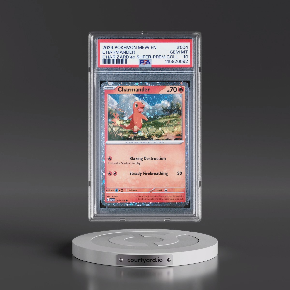 2024 Pokémon Mew EN-151 #004 Charmander - Charizard EX Super-Premium Collection (PSA 10 GEM MINT)