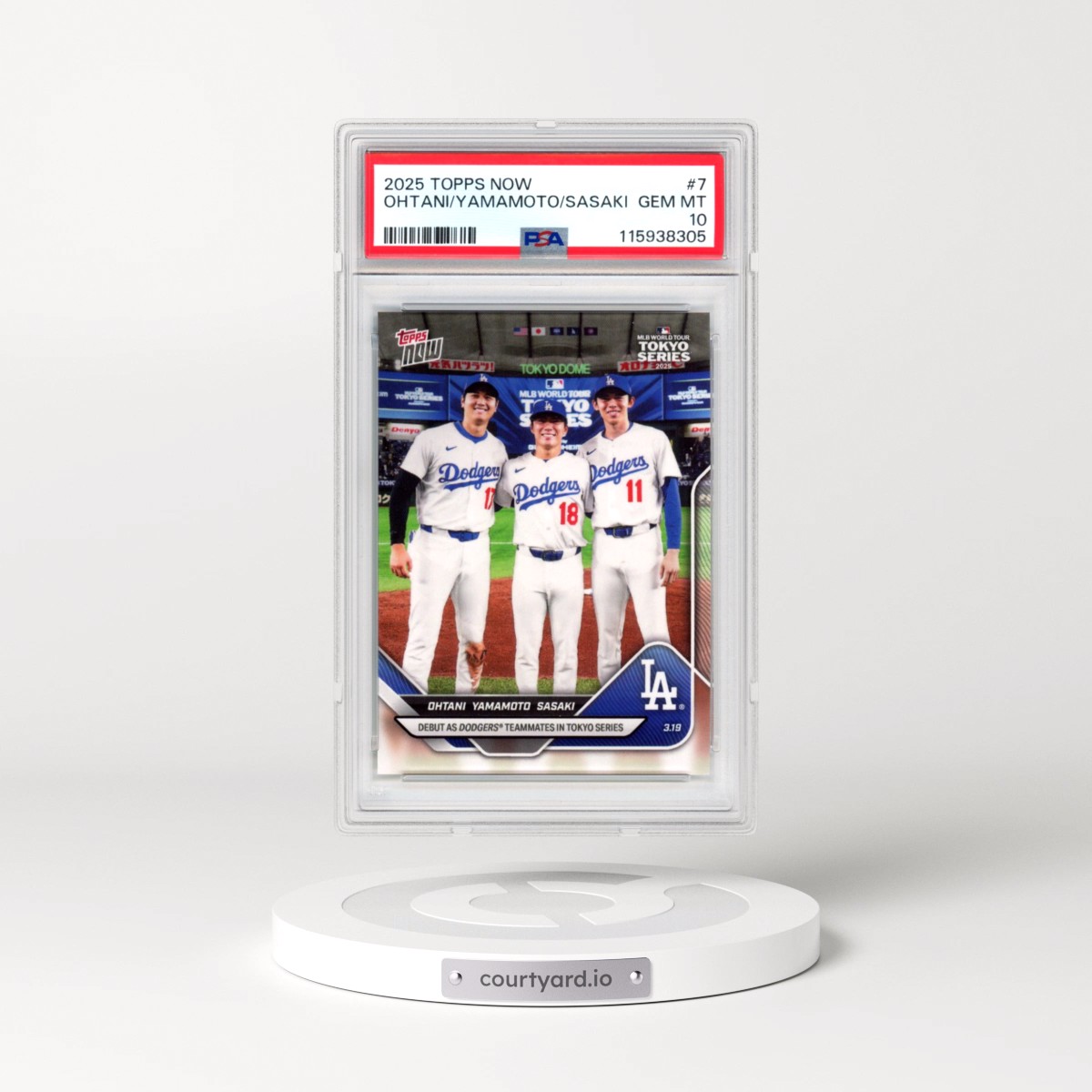 2025 Topps Now #7 Roki Sasaki/Shohei Ohtani/Yoshinobu Yamamoto (PSA 10 GEM MINT)