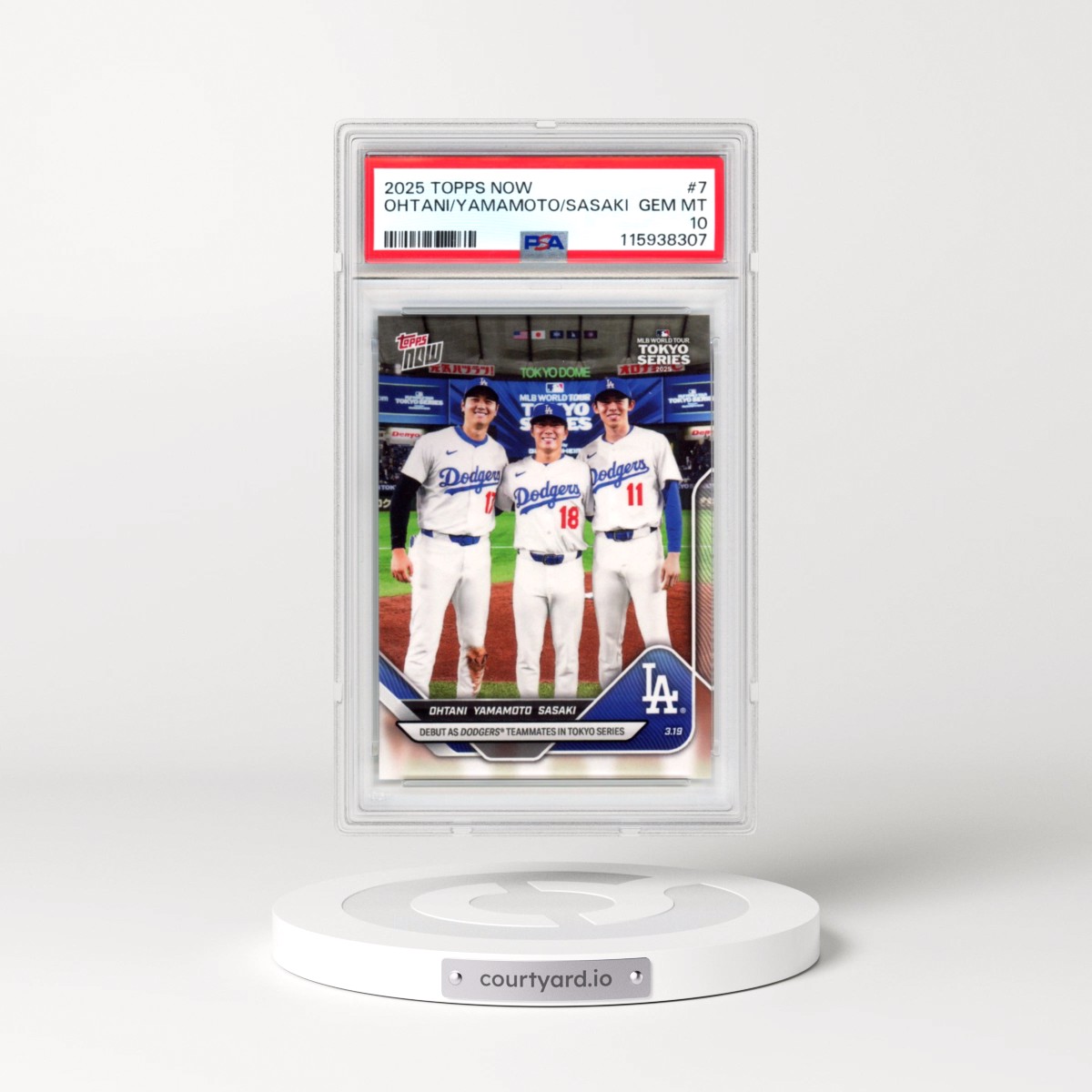 2025 Topps Now #7 Roki Sasaki/Shohei Ohtani/Yoshinobu Yamamoto (PSA 10 GEM MINT)