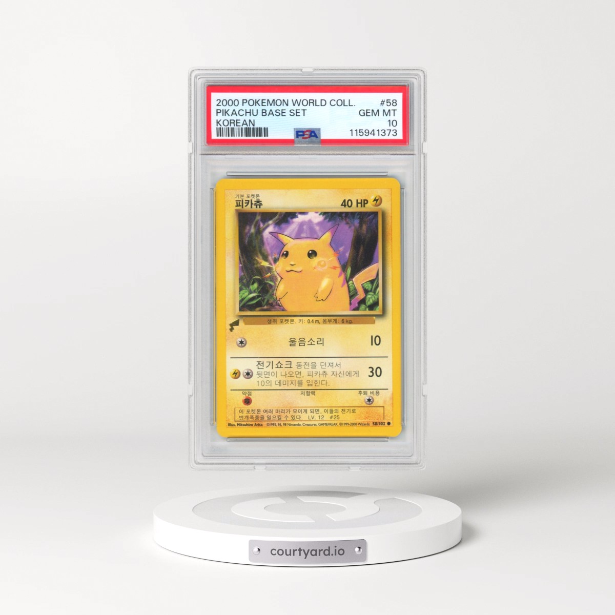 2000 Pokémon Pikachu World #58 Pikachu Base Set (PSA 10 GEM MINT)