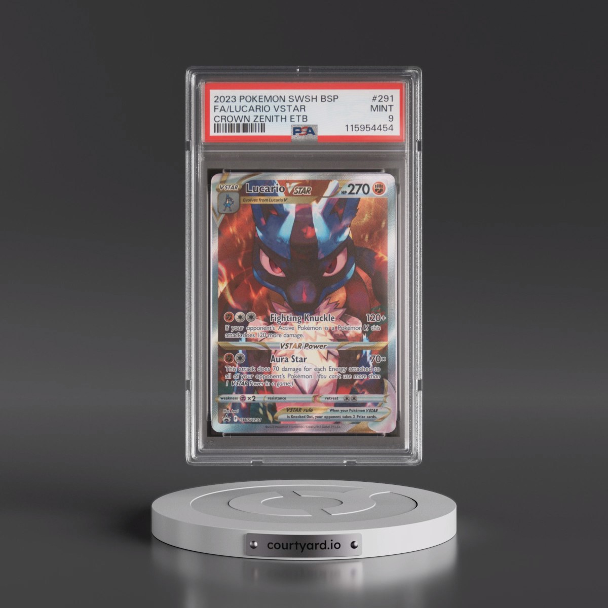 2023 Pokémon Swsh Black Star Promo #291 Lucario Vstar - Full Art Crown Zenith Elite Trainer Box (PSA 9 MINT)