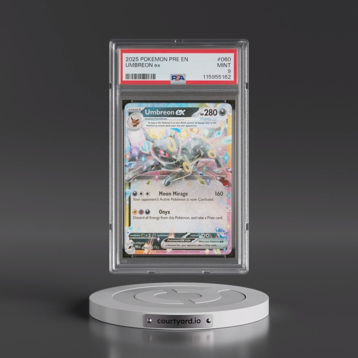 2025 Pokémon Pre EN-Prismatic Evolutions #060 Umbreon EX - Holo (PSA 9 MINT)