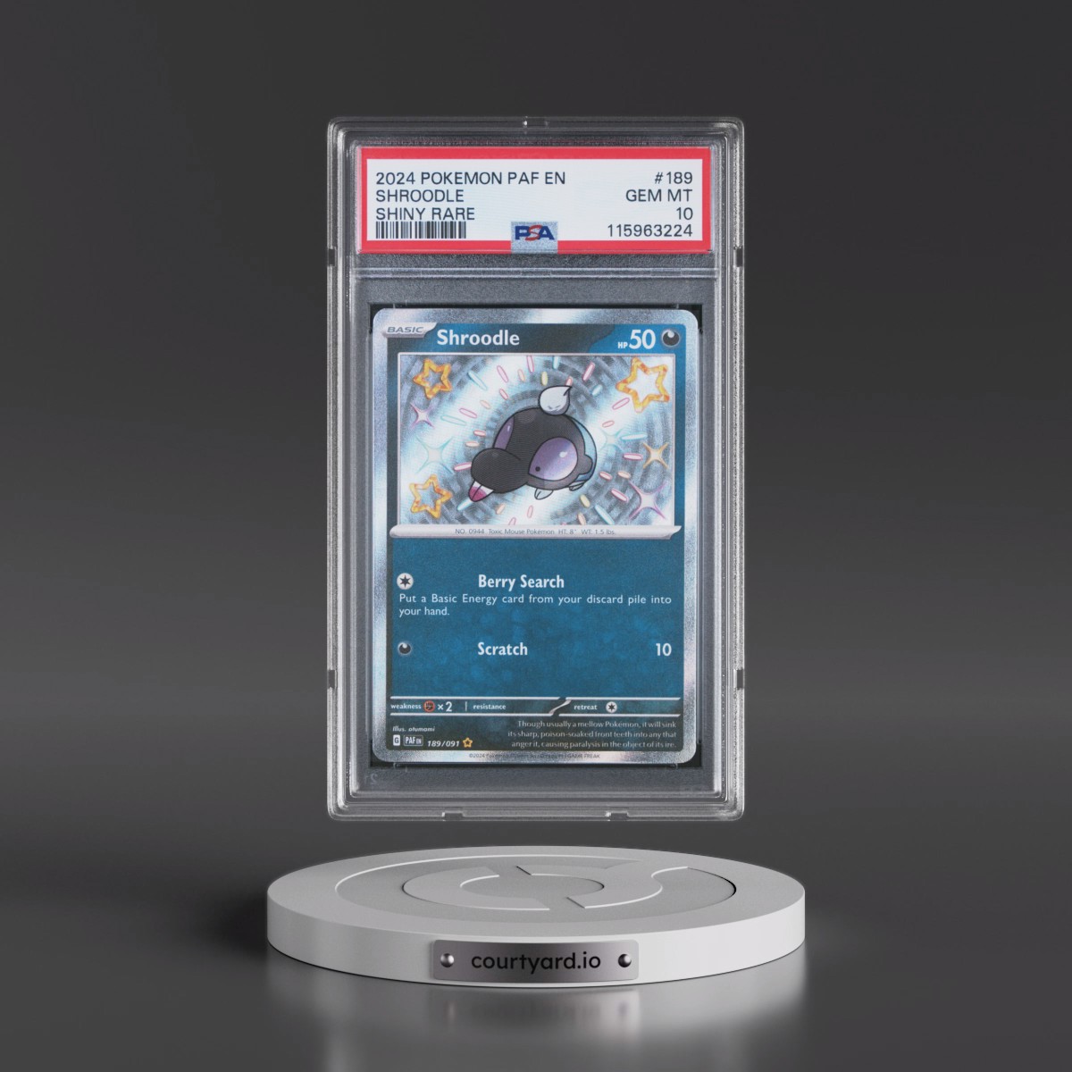 2024 Pokémon Paf EN-Paldean Fates Shroodle - Shiny Rare #189 PSA 10