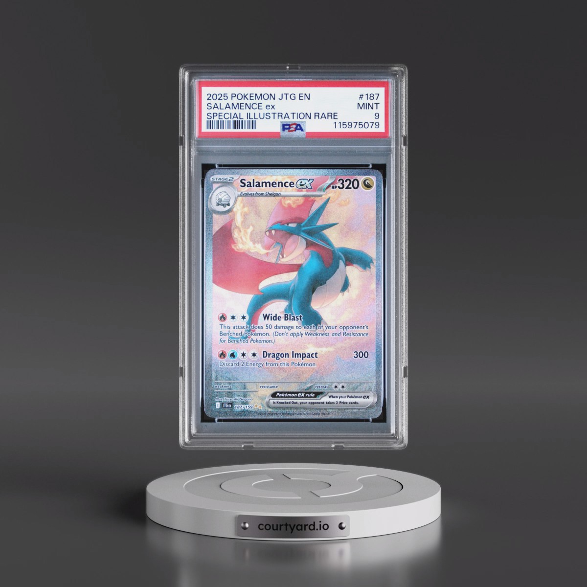 2025 Pokémon Jtg EN-Journey Together #187 Salamence EX - Holo Special Illustration Rare (PSA 9 MINT)