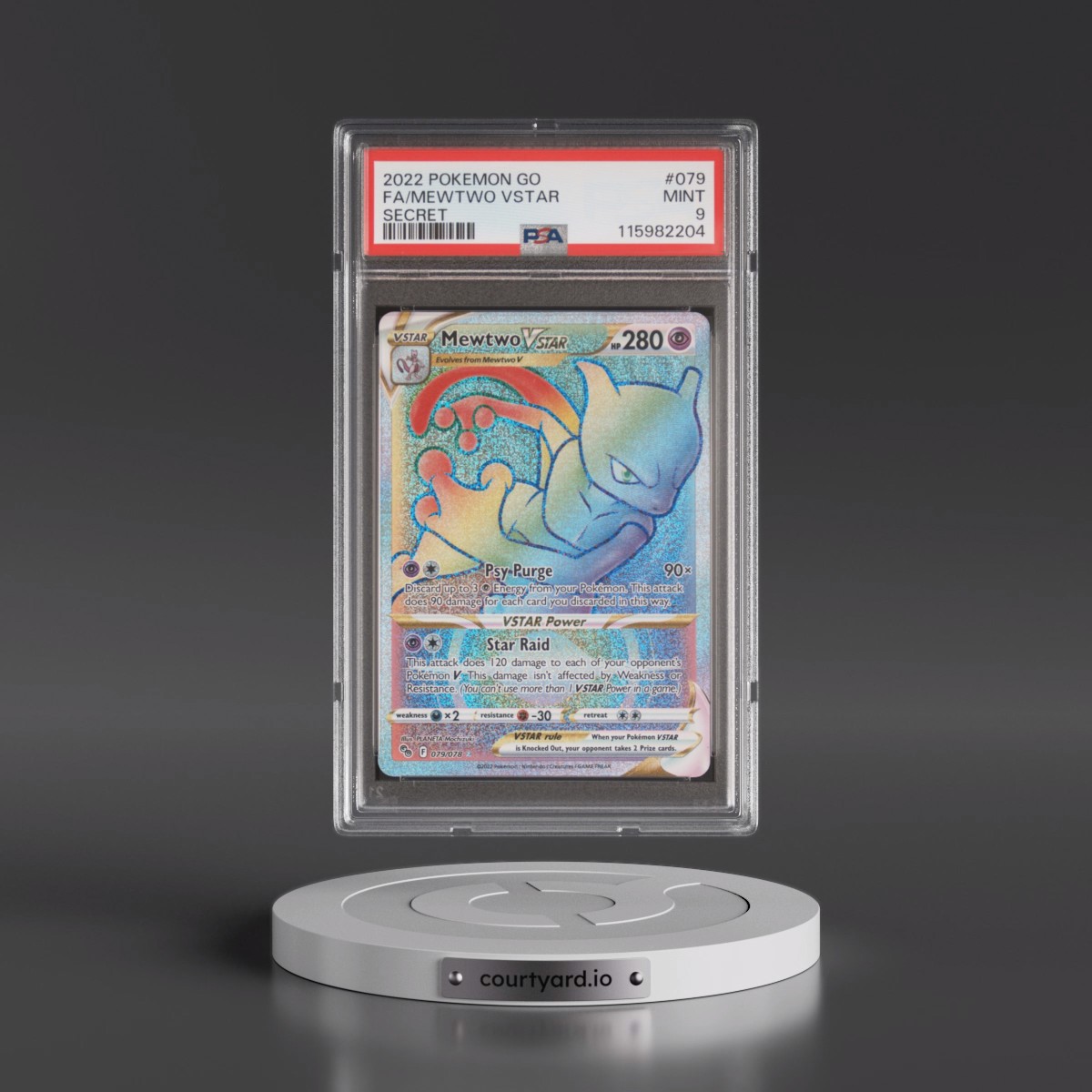 2022 Pokémon Go #079 Mewtwo Vstar - Full Art Secret (PSA 9 MINT)