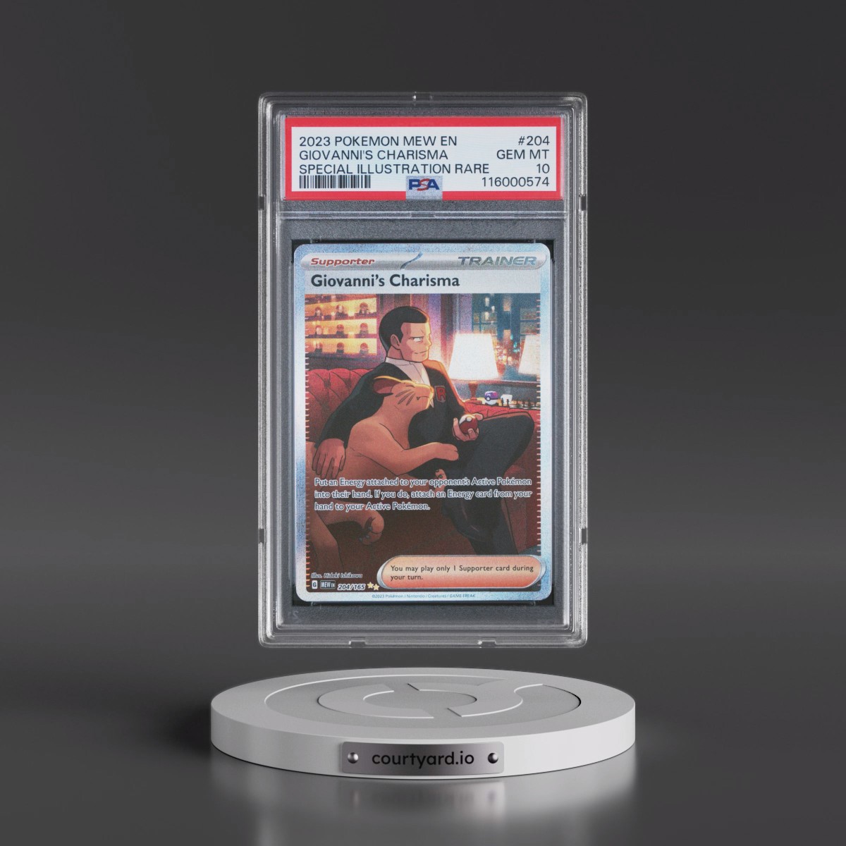 2023 Pokémon Mew EN-151 #204 Giovanni's Charisma - Special Illustration Rare (PSA 10 GEM MINT)