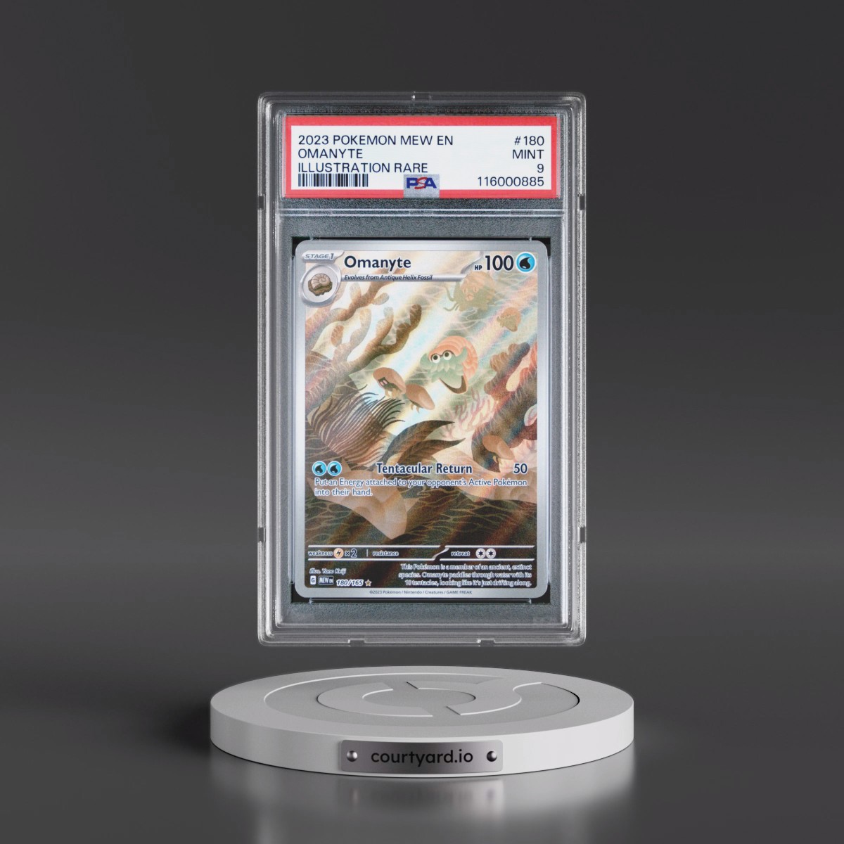 2023 Pokémon Mew EN-151 #180 Omanyte - Illustration Rare (PSA 9 MINT)