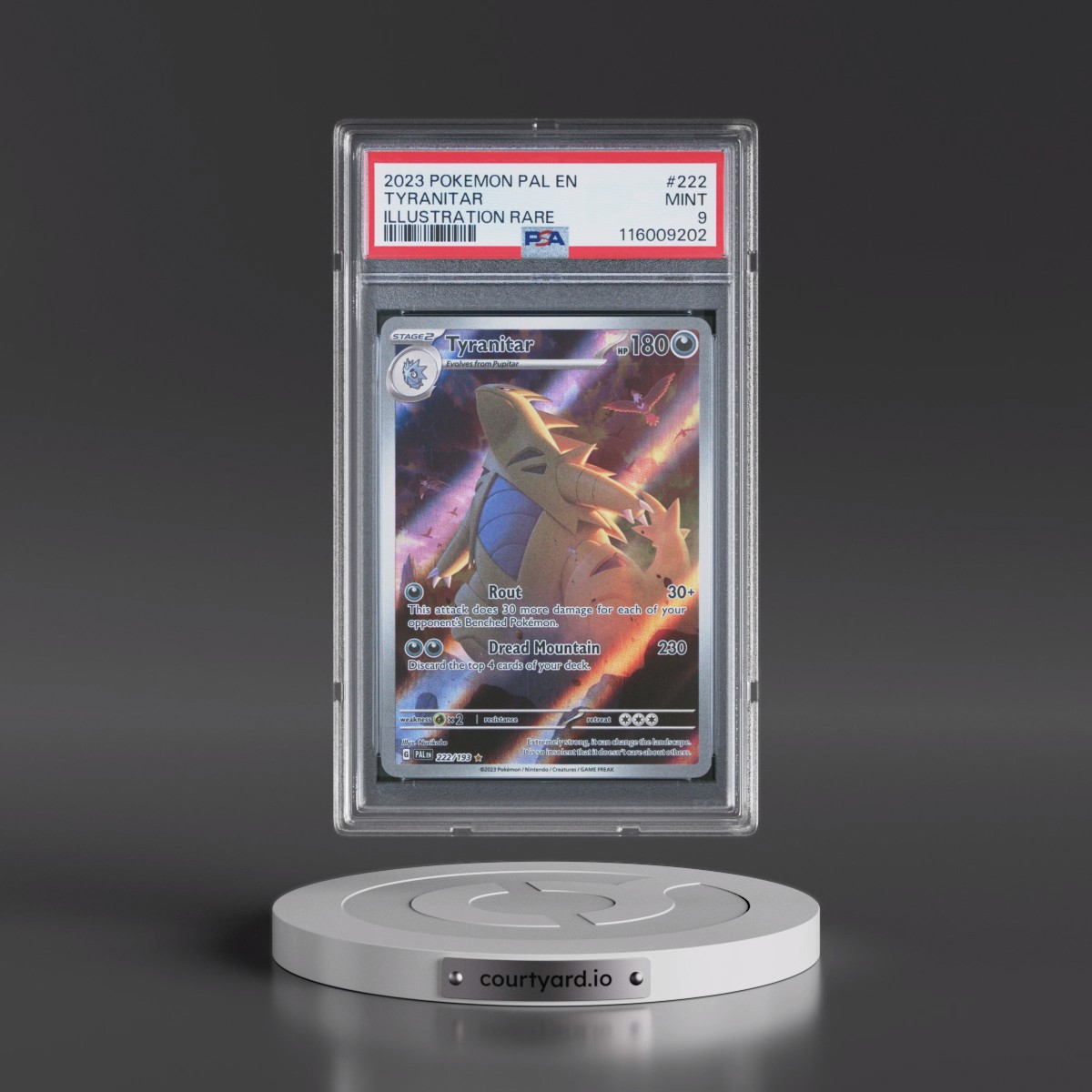 2023 Pokémon Pal EN-Paldea Evolved #222 Tyranitar - Illustration Rare (PSA 9 MINT)