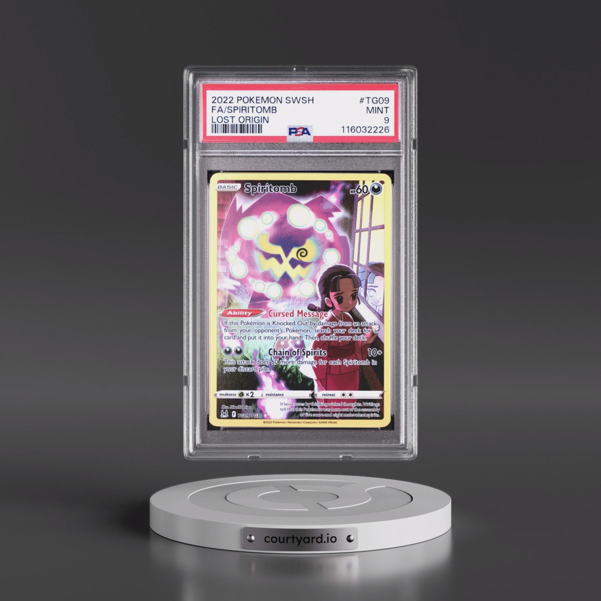 2022 Pokémon Sword & Shield Lost Origin #TG09 Spiritomb - Full Art (PSA 9 MINT)