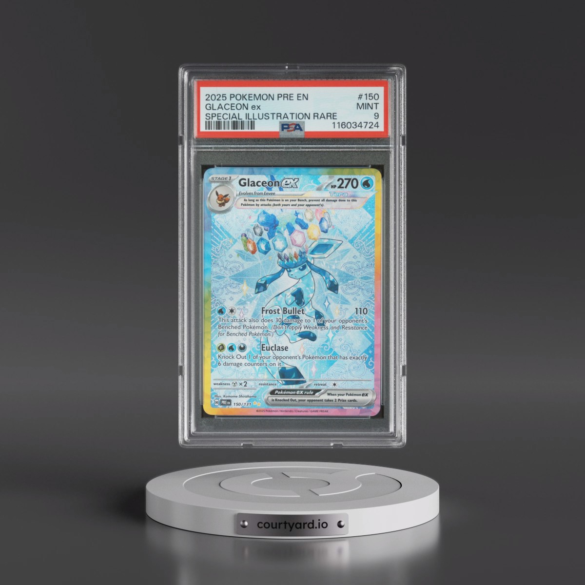 2025 Pokémon Pre EN-Prismatic Evolutions #150 Glaceon EX - Holo Special Illustration Rare (PSA 9 MINT)