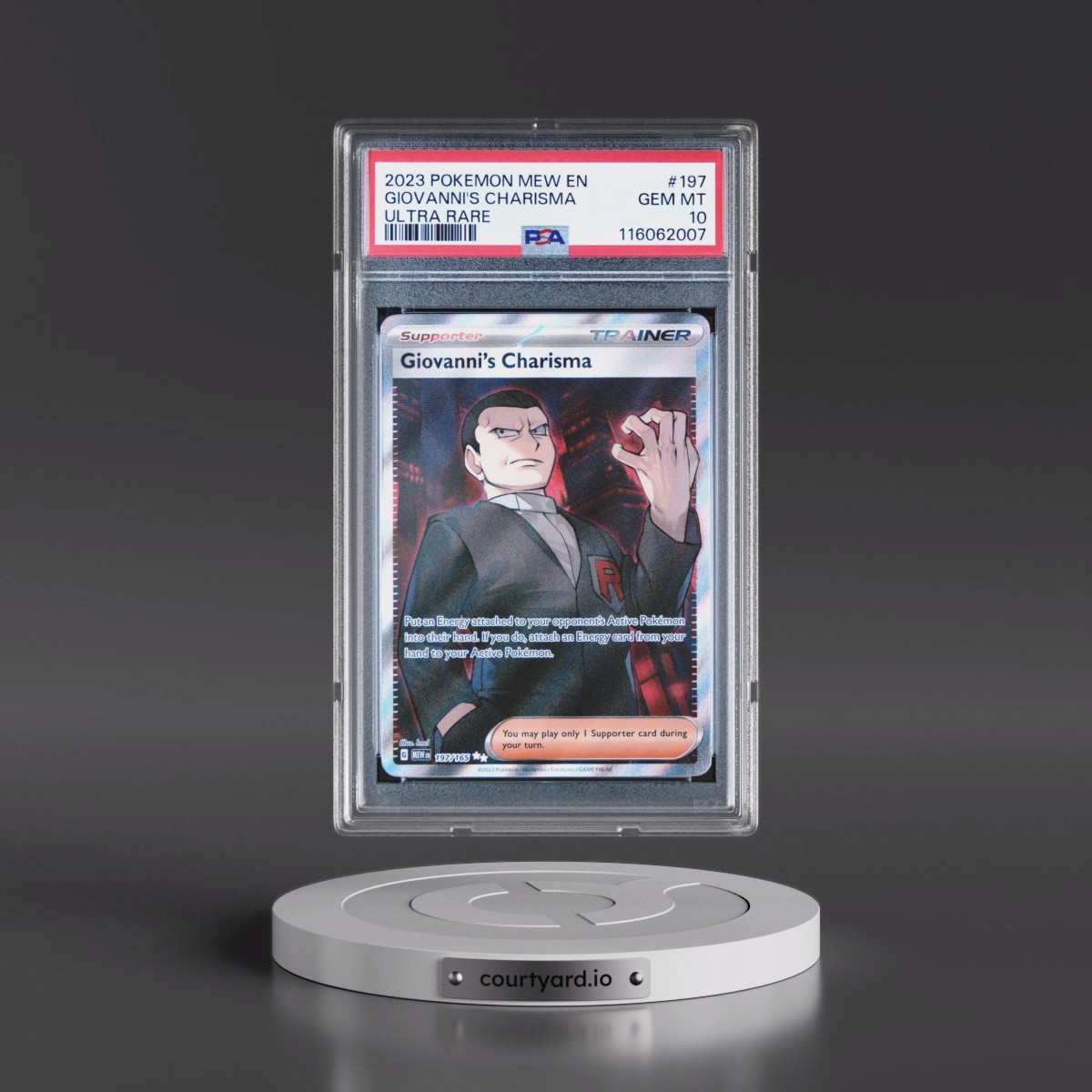 2023 Pokémon Mew EN-151 #197 Giovanni's Charisma - Ultra Rare (PSA 10 GEM MINT)