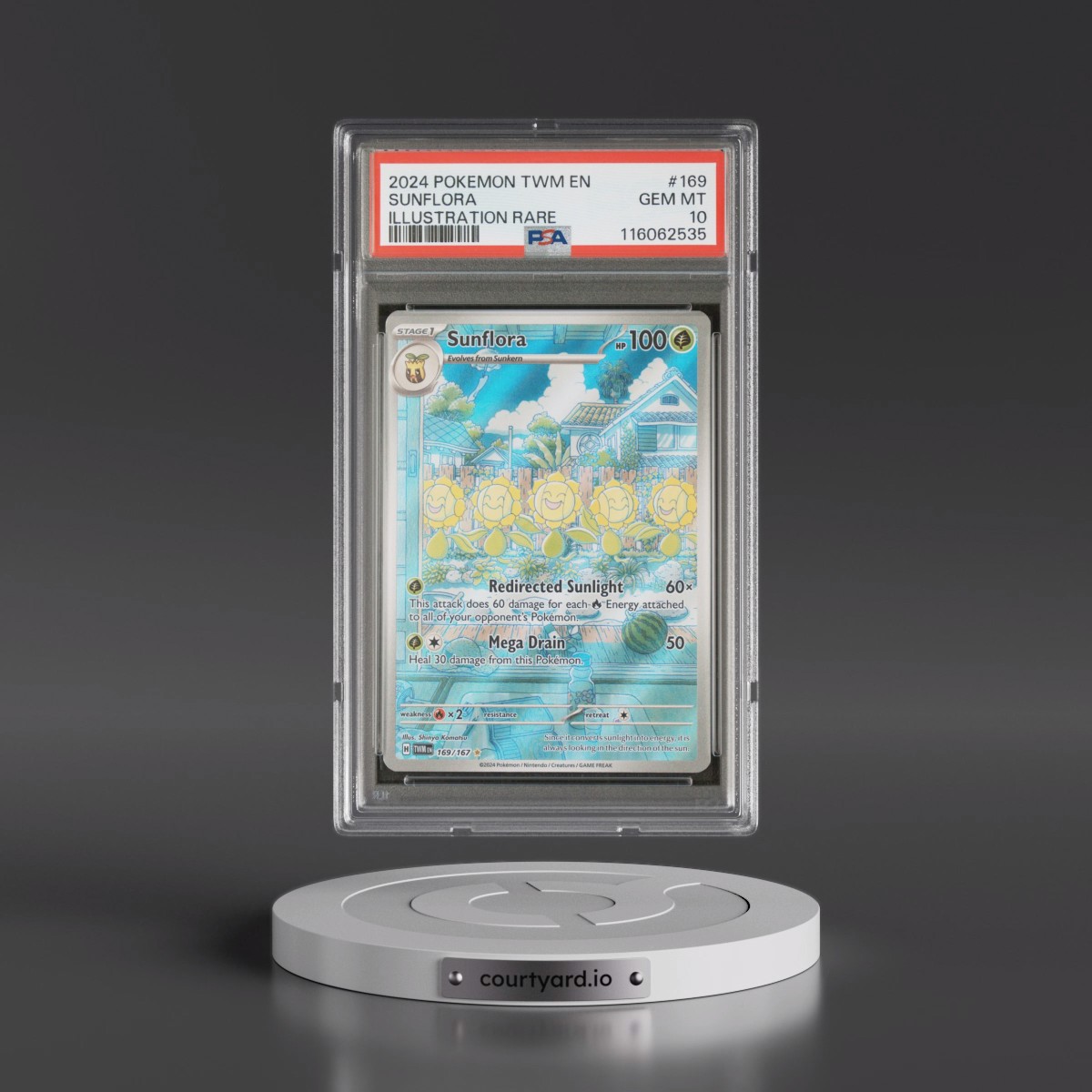 2024 Pokémon Twm EN-Twilight Masquerade #169 Sunflora - Illustration Rare (PSA 10 GEM MINT)