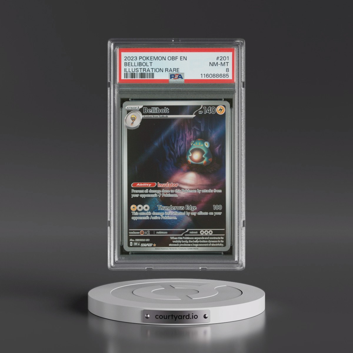 2023 Pokémon Obf EN-Obsidian Flames #201 Bellibolt - Illustration Rare (PSA 8 NM-MT)