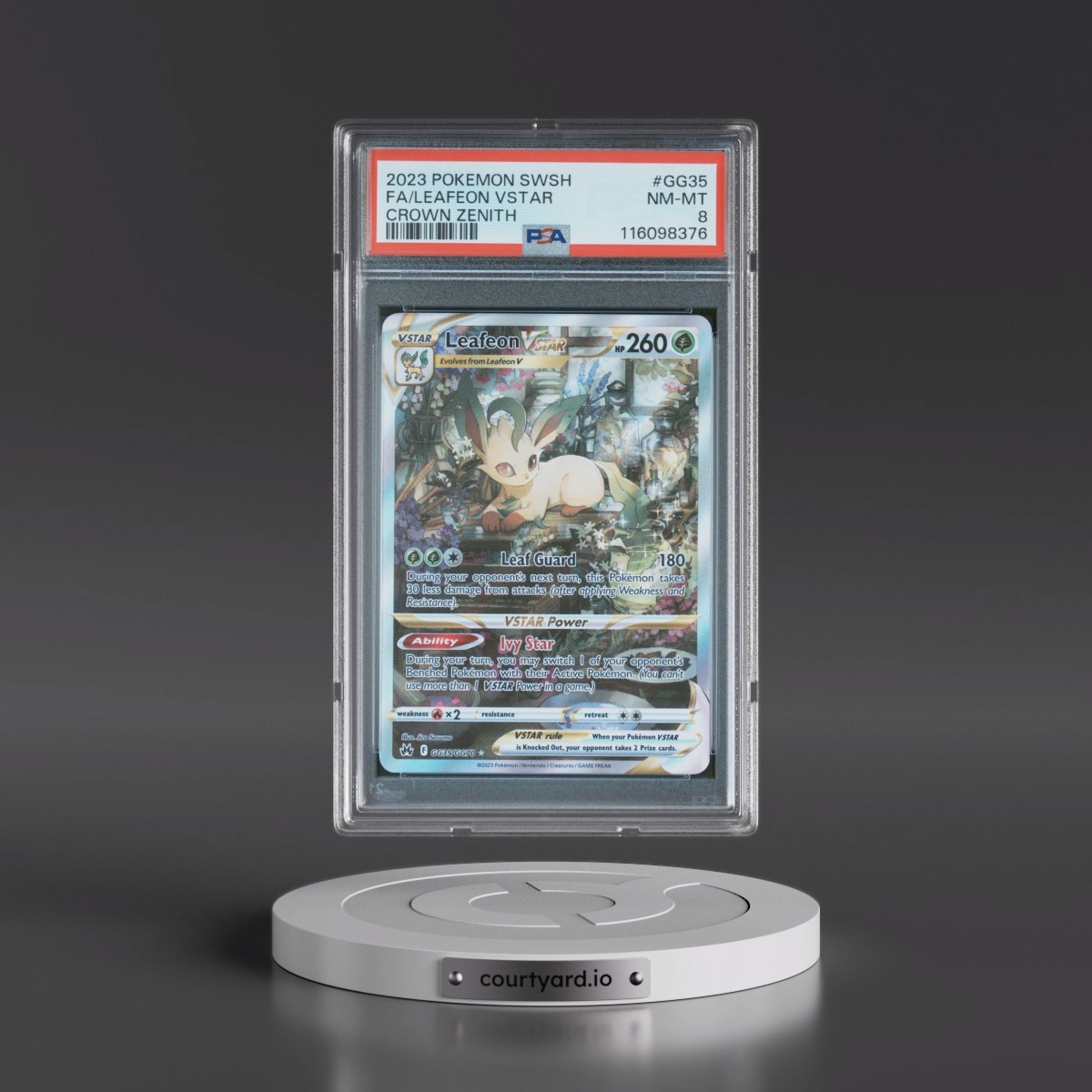 2023 Pokémon Sword and Shield Crown Zenith #GG35 Leafeon Vstar - Full Art (PSA 8 NM-MT)