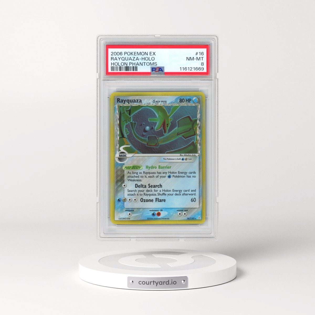 2006 Pokémon EX Holon Phantoms #16 Rayquaza - Holo (PSA 8 NM-MT)