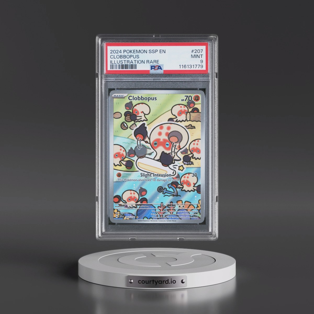 2024 Pokémon Ssp EN-Surging Sparks #207 Clobbopus - Illustration Rare (PSA 9 MINT)