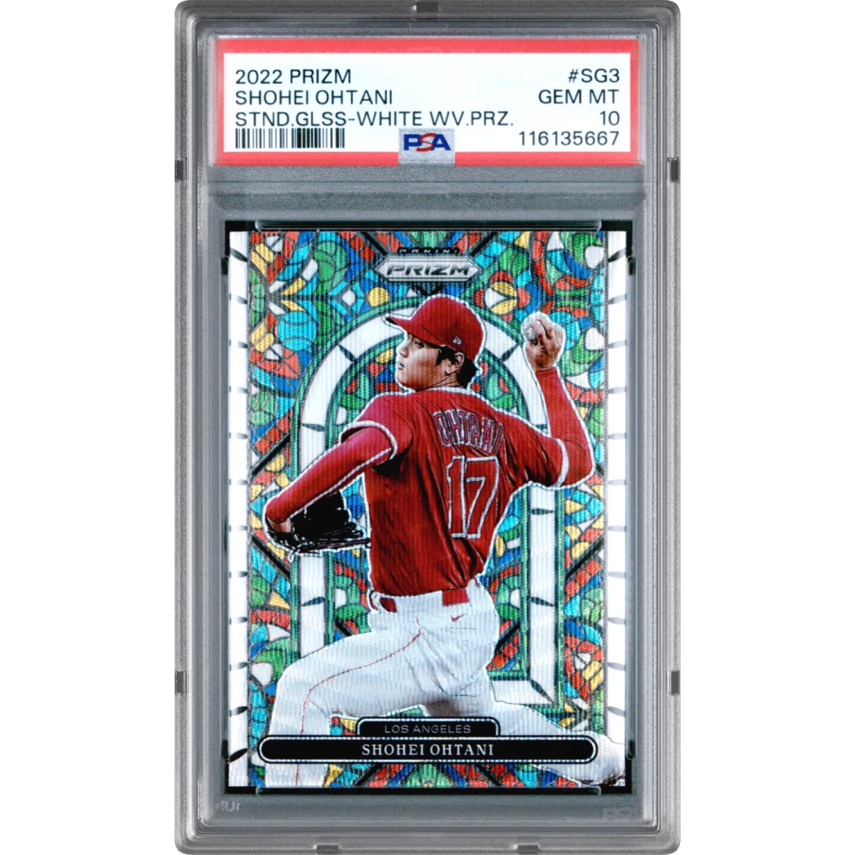 2022 Panini Prizm Stained Glass #SG3 Shohei Ohtani - White Wave Prizm (PSA 10 GEM MINT)