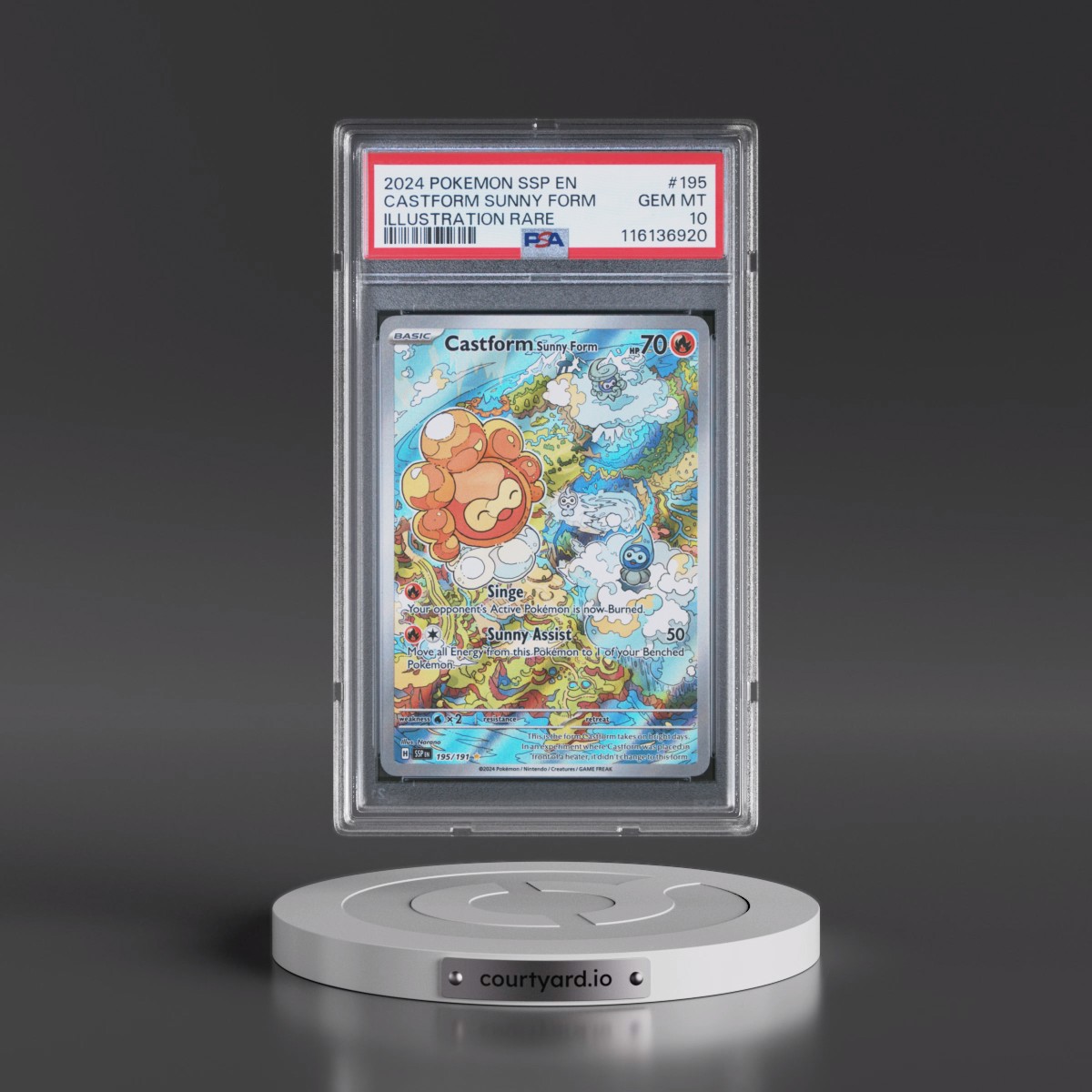 2024 Pokémon Ssp EN-Surging Sparks #195 Castform Sunny Form - Illustration Rare (PSA 10 GEM MINT)