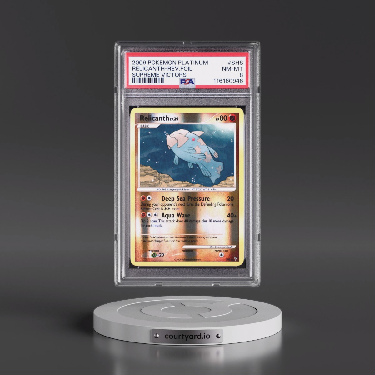 2009 Pokémon Platinum Supreme Victors #SH8 Relicanth - Reverse Foil (PSA 8 NM-MT)
