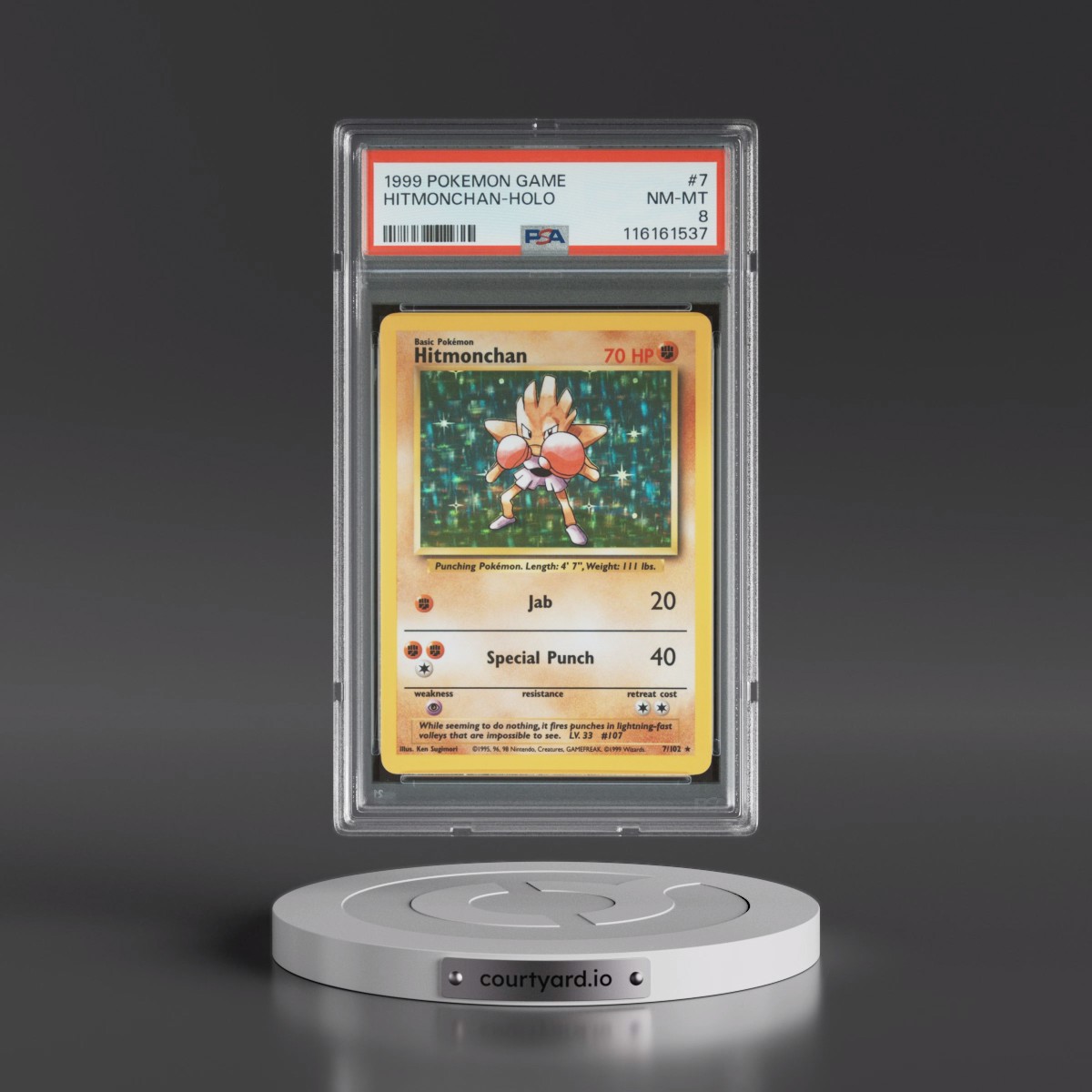 1999 Pokémon Game #7 Hitmonchan - Holo (PSA 8 NM-MT)
