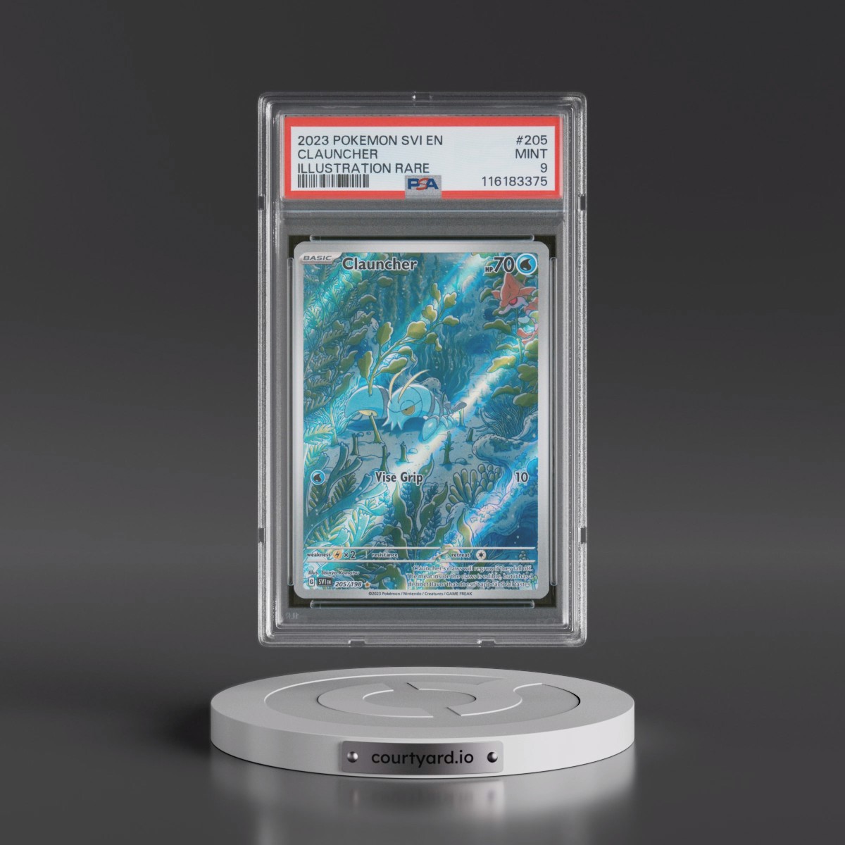2023 Pokémon Svi EN-Scarlet & Violet #205 Clauncher - Illustration Rare (PSA 9 MINT)