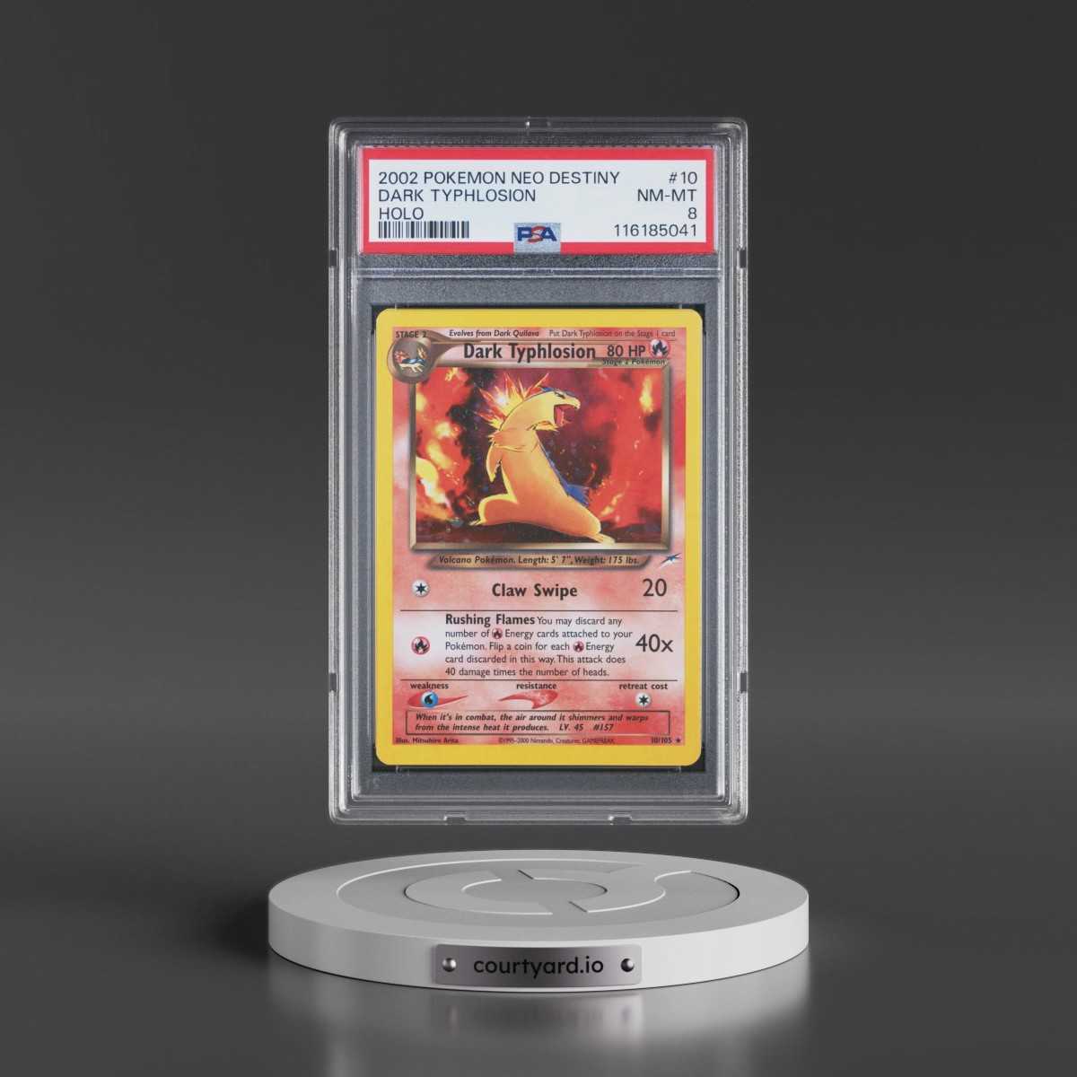 2002 Pokémon Neo Destiny #10 Dark Typhlosion - Holo (PSA 8 NM-MT)