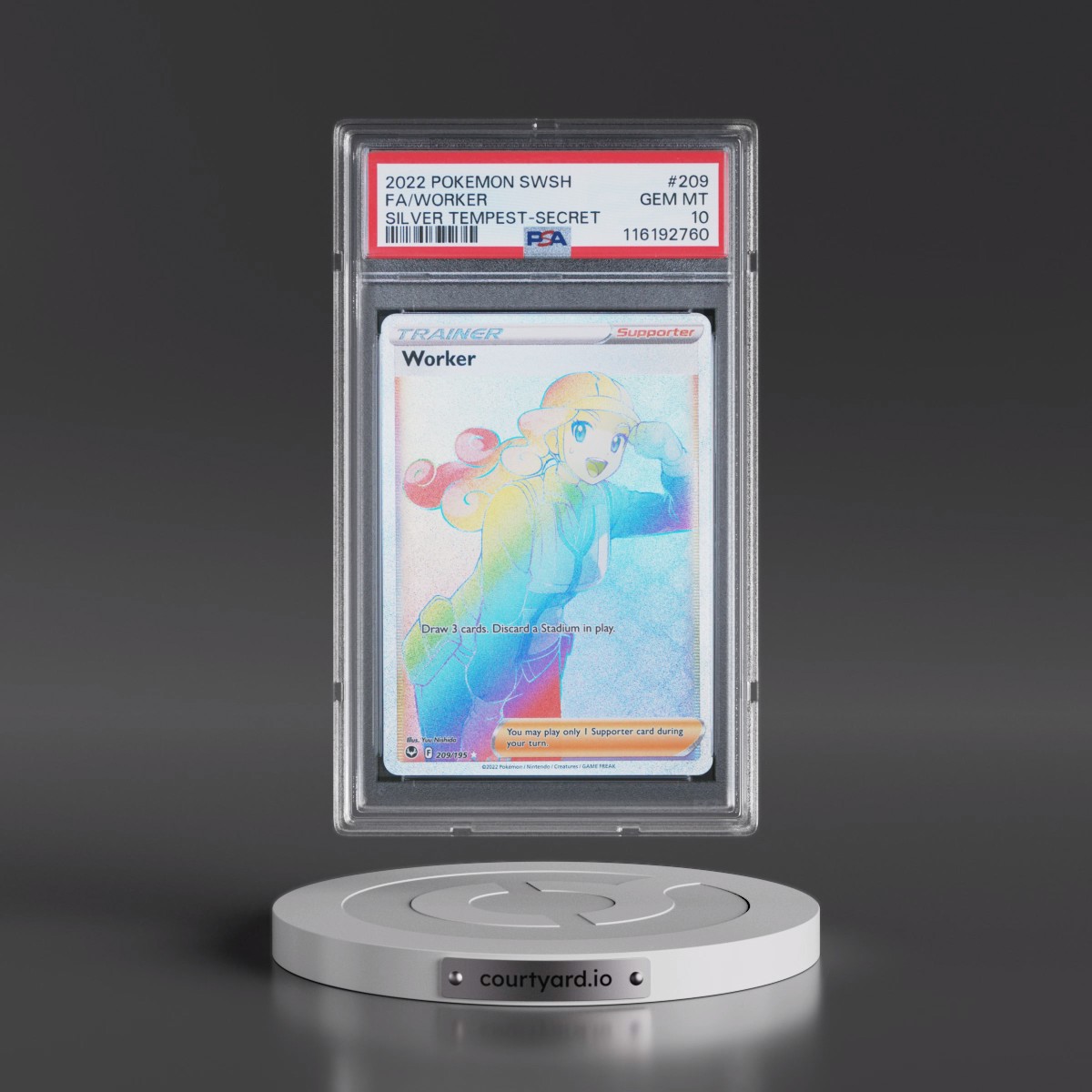 2022 Pokémon Sword & Shield Silver Tempest #209 Worker - Full Art Secret (PSA 10 GEM MINT)