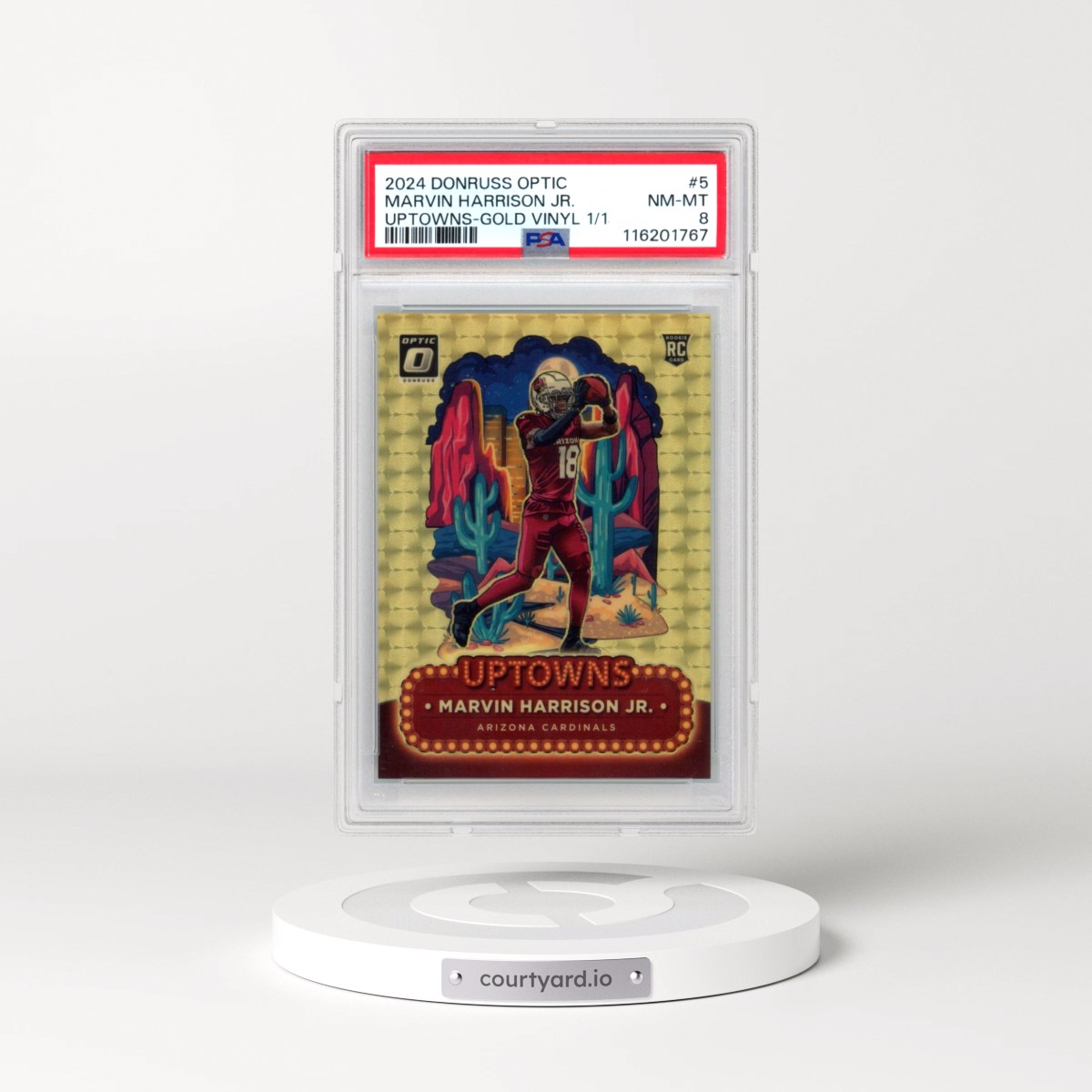 2024 Panini Donruss Optic Uptowns #5 Marvin Harrison Jr. - Gold Vinyl 1/1 (PSA 8 NM-MT)