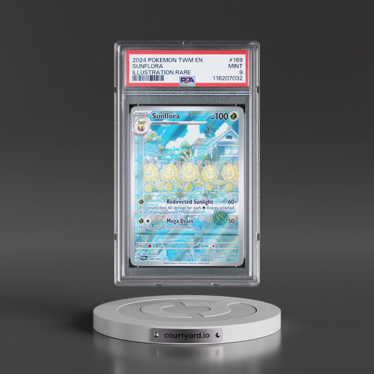 2024 Pokémon Twm EN-Twilight Masquerade #169 Sunflora - Illustration Rare (PSA 9 MINT)