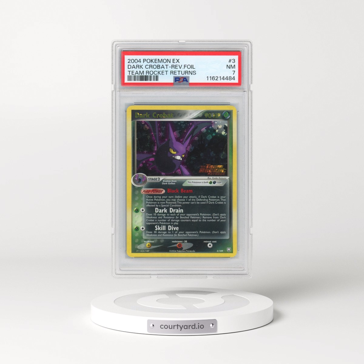 2004 Pokémon EX Team Rocket Returns #3 Dark Crobat - Reverse Foil (PSA 7 NM)