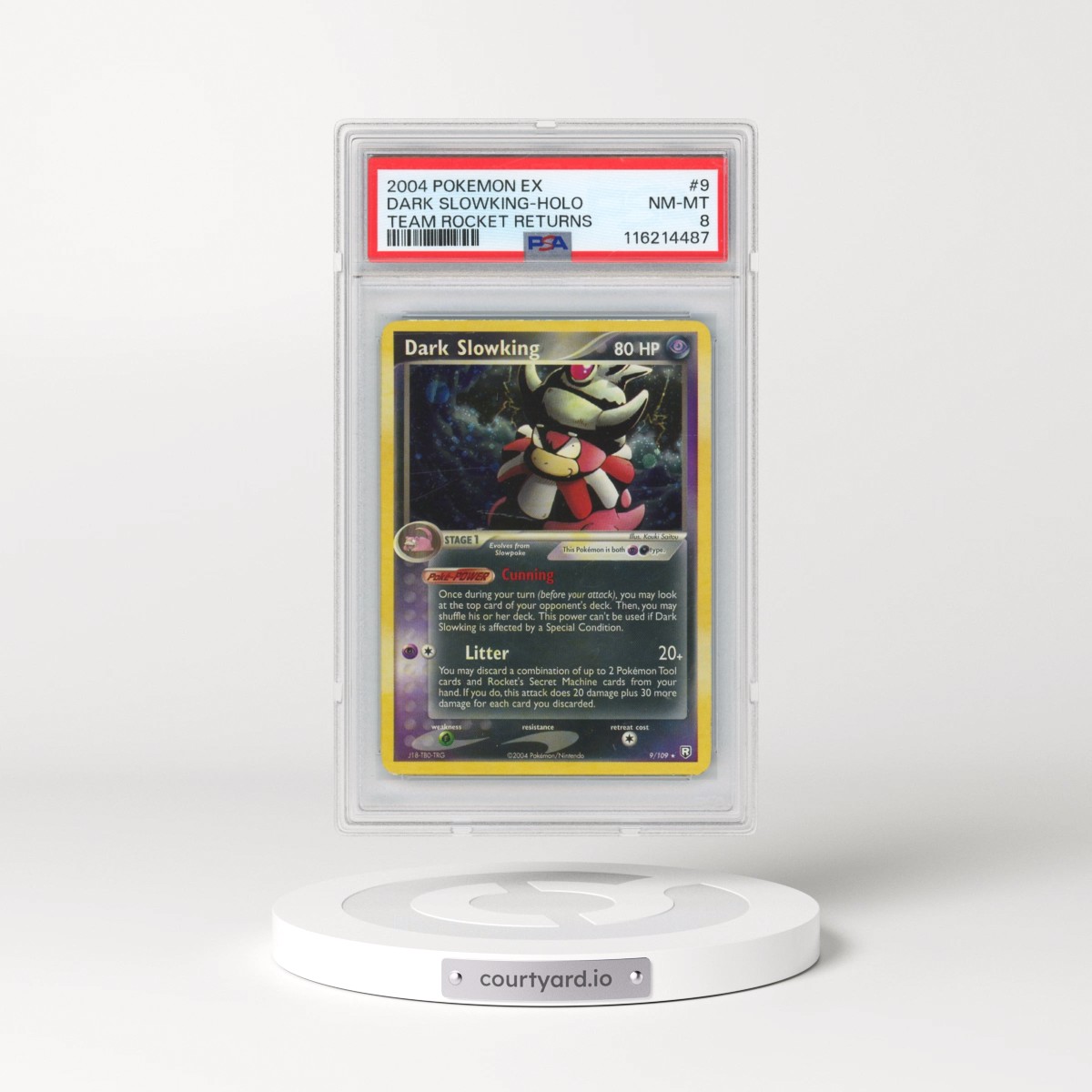 2004 Pokémon EX Team Rocket Returns #9 Dark Slowking - Holo (PSA 8 NM-MT)
