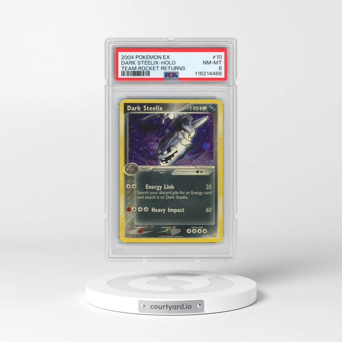 2004 Pokémon EX Team Rocket Returns #10 Dark Steelix - Holo (PSA 8 NM-MT)