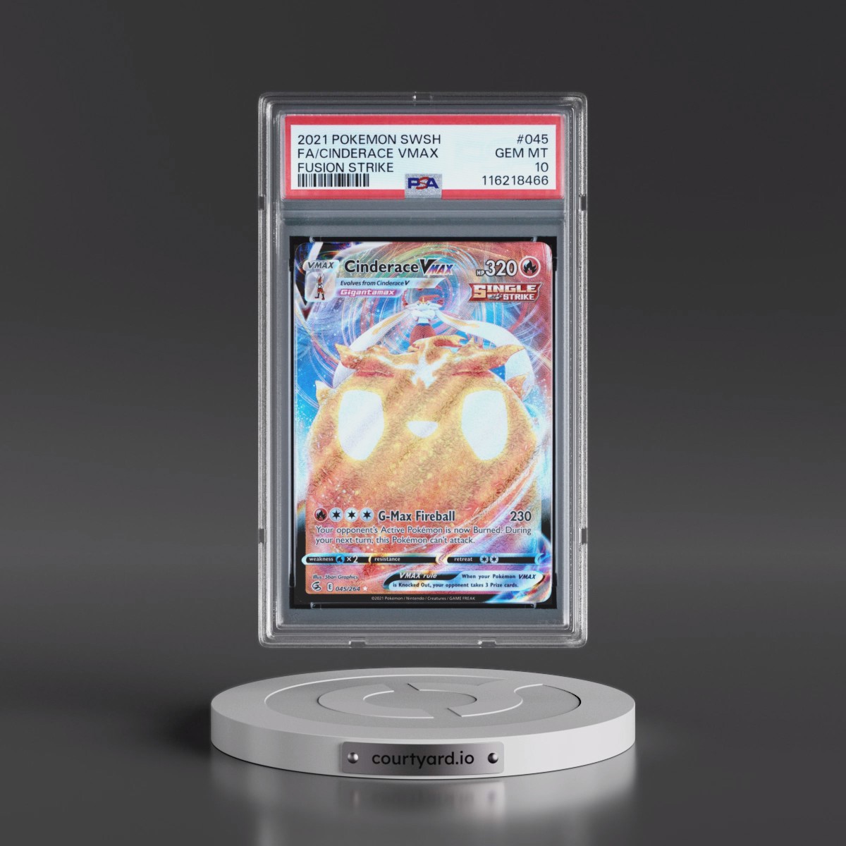 2021 Pokémon Sword & Shield Fusion Strike #045 Cinderace Vmax - Full Art (PSA 10 GEM MINT)