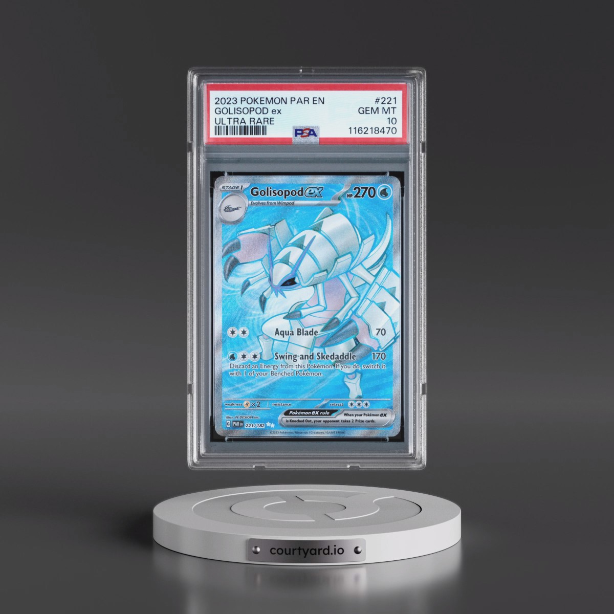 2023 Pokémon Par EN-Paradox Rift #221 Golisopod EX - Holo Ultra Rare (PSA 10 GEM MINT)