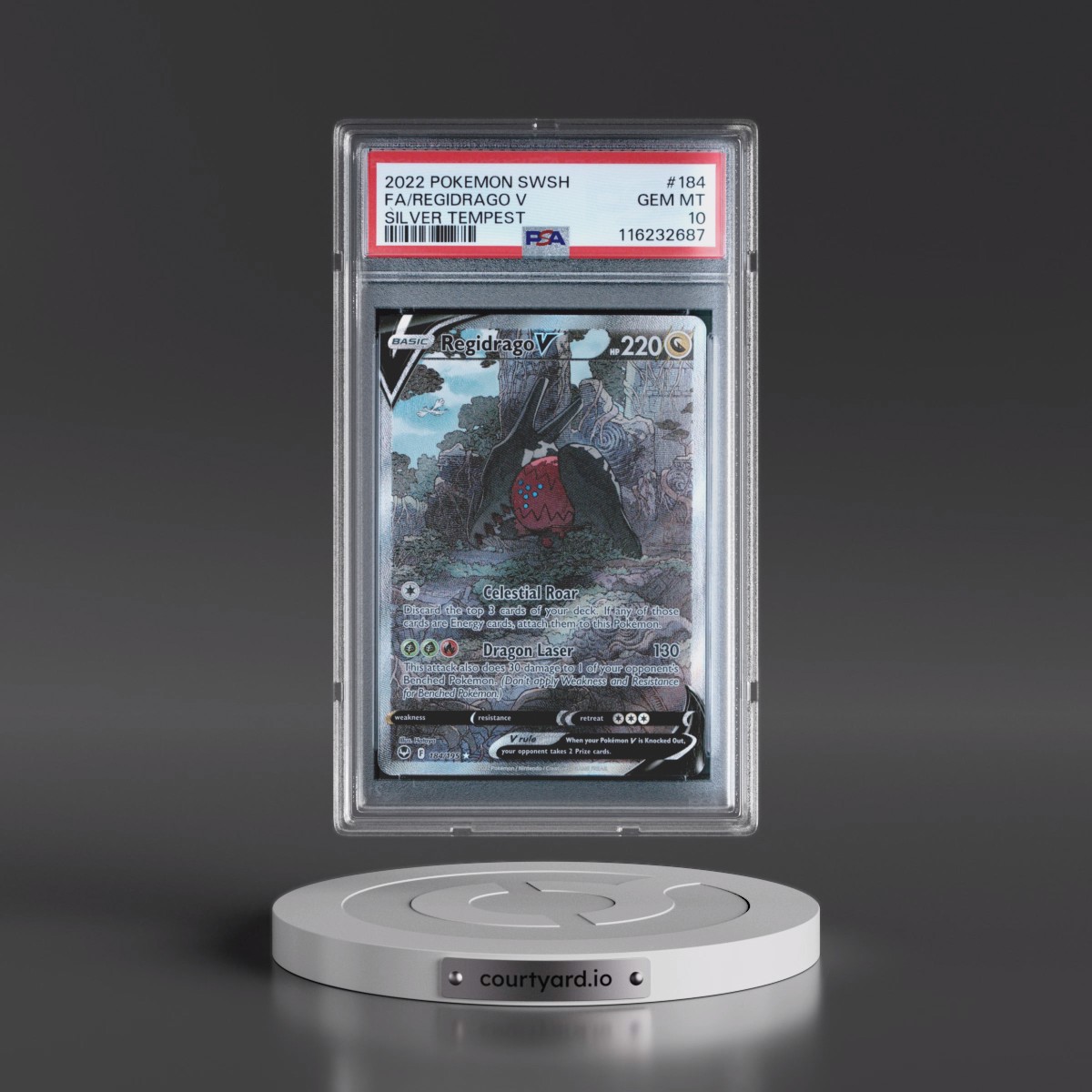 2022 Pokémon Sword & Shield Silver Tempest #184 Regidrago V - Holo Full Art (PSA 10 GEM MINT)