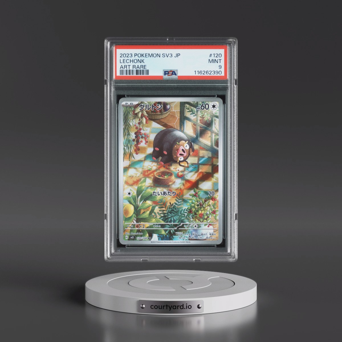 2023 Pokémon SV3-Ruler of the Black Flame #120 Lechonk - Art Rare (PSA 9 MINT)