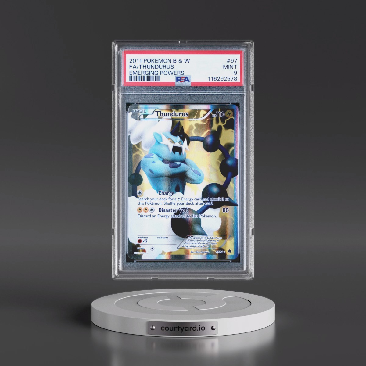 2011 Pokémon Black & White Emerging Powers #97 Thundurus - Full Art (PSA 9 MINT)