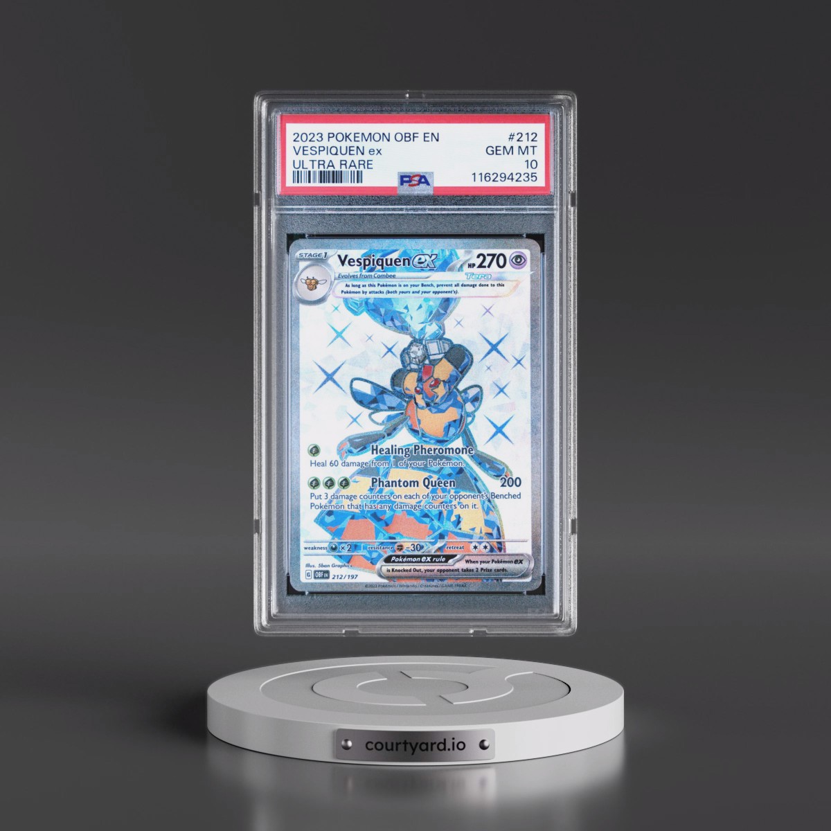 2023 Pokémon Obf EN-Obsidian Flames #212 Vespiquen EX - Holo Ultra Rare (PSA 10 GEM MINT)