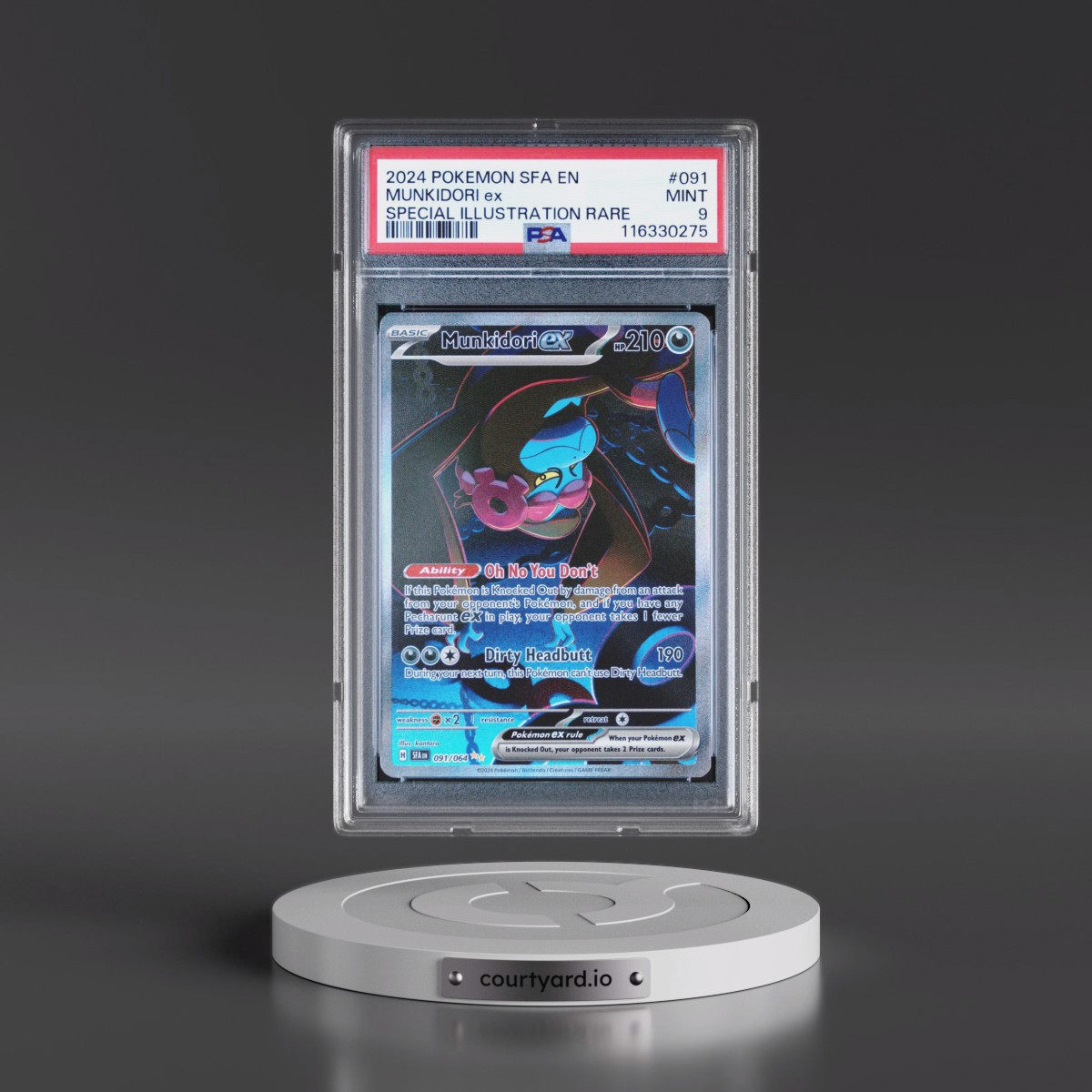 2024 Pokémon Sfa EN-Shrouded Fable #091 Munkidori EX - Holo Special Illustration Rare (PSA 9 MINT)