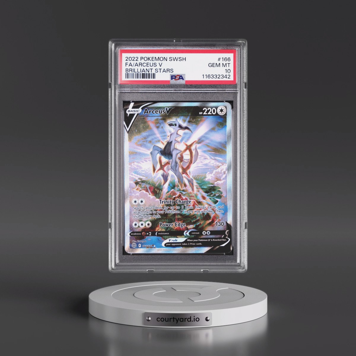2022 Pokémon Sword & Shield Brilliant Stars #166 Arceus V - Holo Full Art (PSA 10 GEM MINT)