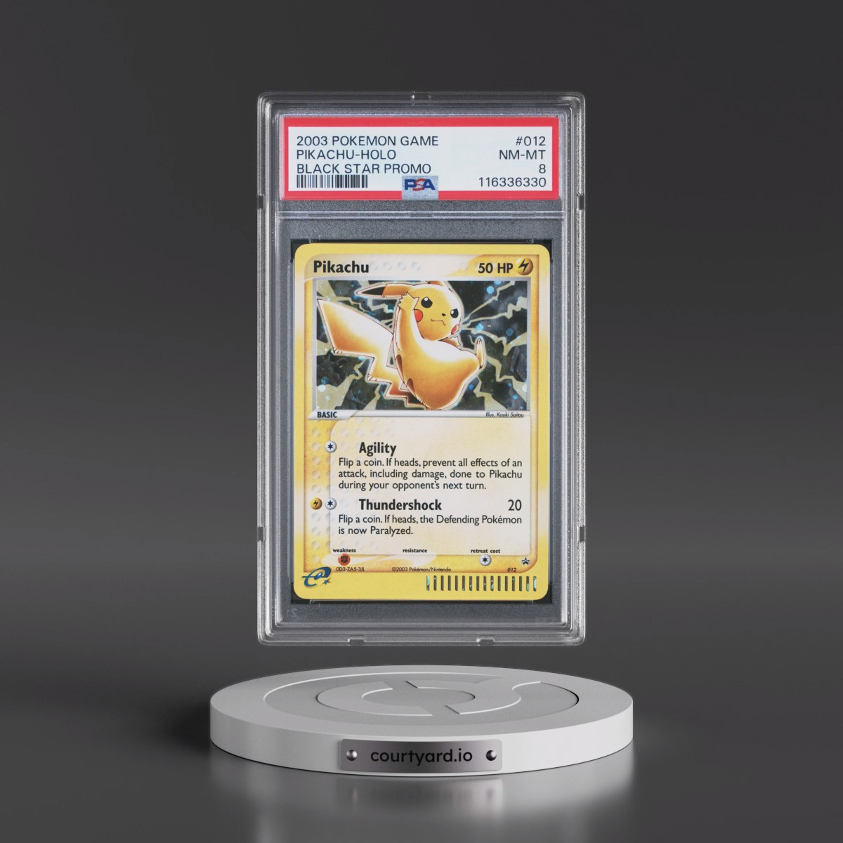 2003 Pokémon Black Star Promo #012 Pikachu - Holo (PSA 8 NM-MT)