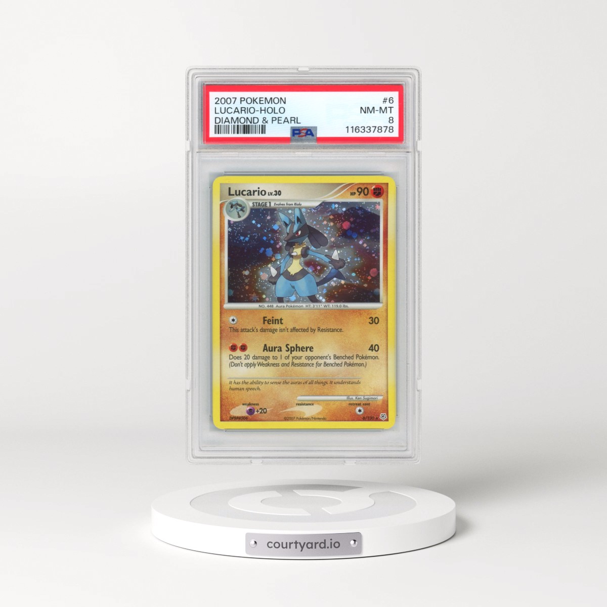 2007 Pokémon Diamond & Pearl #6 Lucario - Holo (PSA 8 NM-MT)
