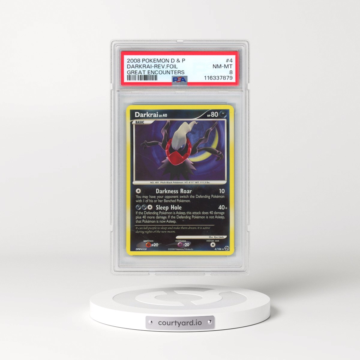 2008 Pokémon Diamond & Pearl Great Encounters #4 Darkrai - Reverse Foil (PSA 8 NM-MT)