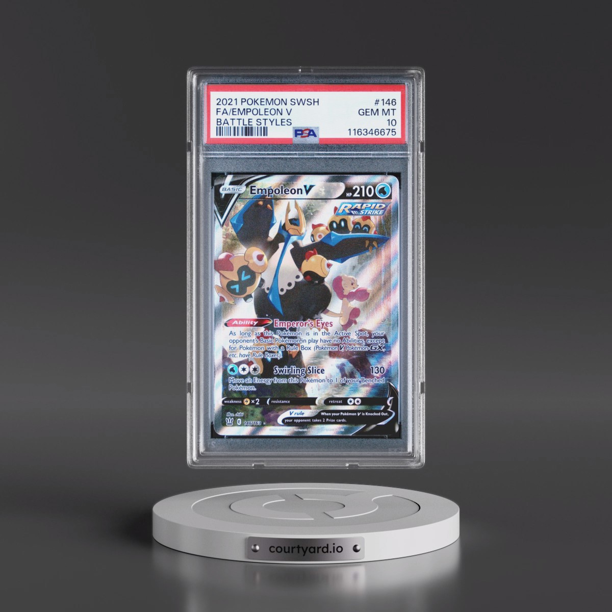 2021 Pokémon Sword & Shield Battle Styles #146 Empoleon V - Holo Full Art (PSA 10 GEM MINT)