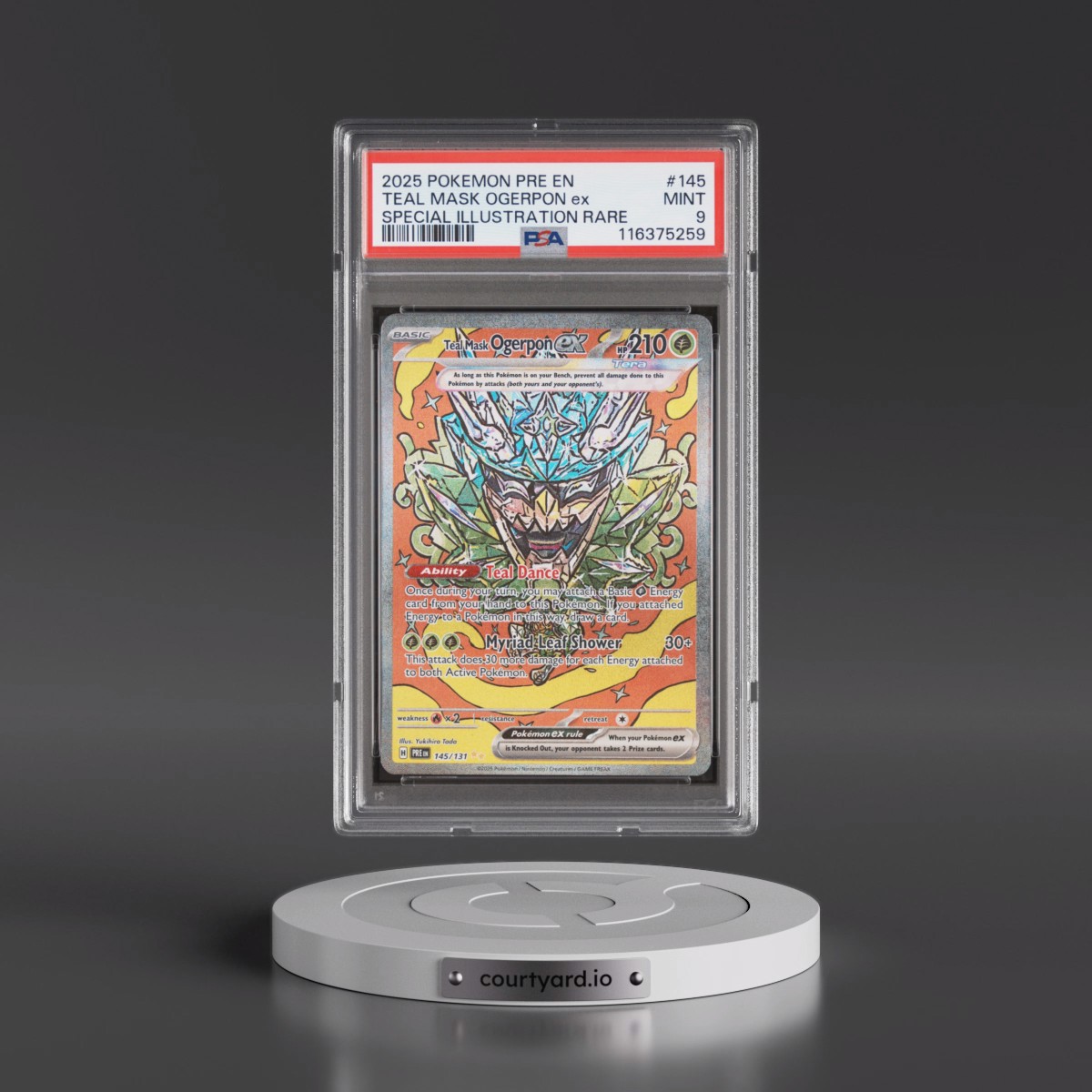 2025 Pokémon Pre EN-Prismatic Evolutions #145 Teal Mask Ogerpon EX - Holo Special Illustration Rare (PSA 9 MINT)