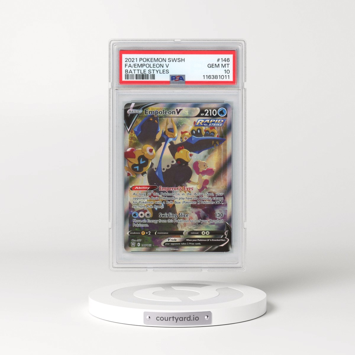 2021 Pokémon Sword & Shield Battle Styles #146 Empoleon V - Holo Full Art (PSA 10 GEM MINT)