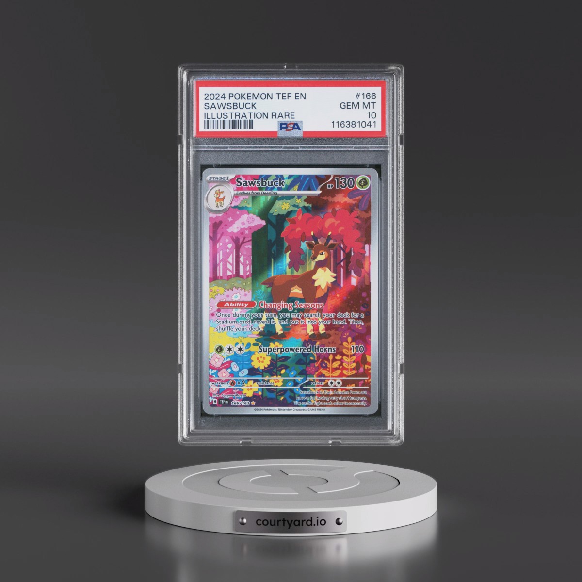 2024 Pokémon Tef EN-Temporal Forces #166 Sawsbuck - Illustration Rare (PSA 10 GEM MINT)