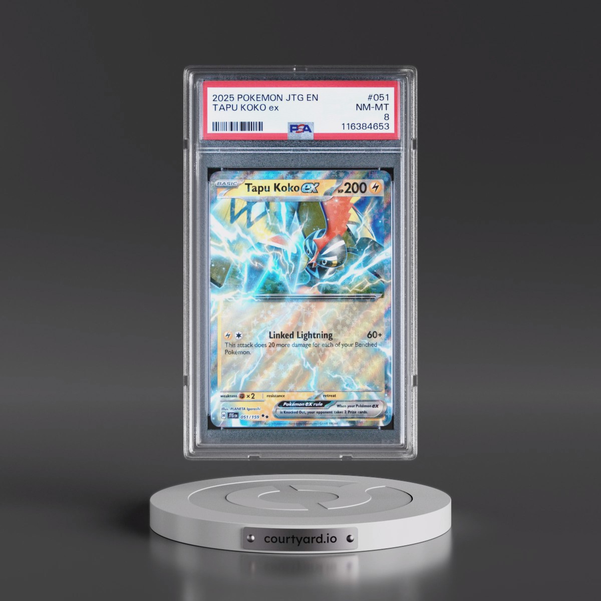2025 Pokémon Jtg EN-Journey Together #051 Tapu Koko EX - Holo (PSA 8 NM-MT)