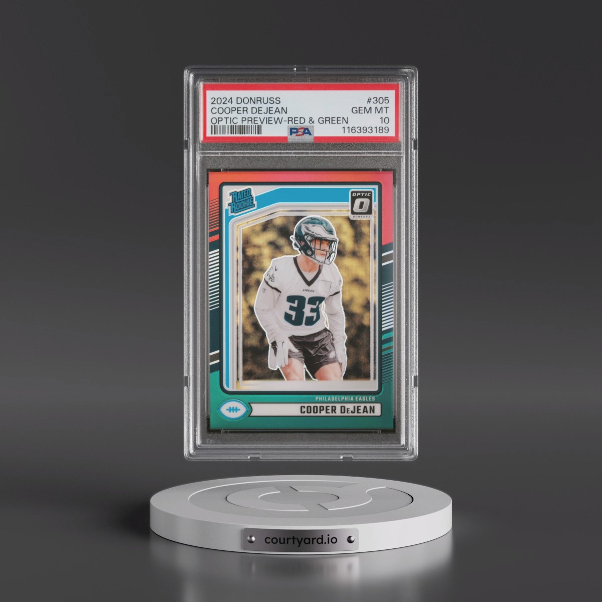 2024 Panini Donruss Cooper Dejean - Optic Preview-Red & Green #305 PSA 10